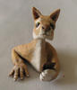 2014 sculpture, Dingo Playing Cards - front view - polymer clay and oil 3x2x2in