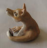 2014 sculpture, Dingo Playing Cards side view 2 - polymer clay and oil 3x2x2in