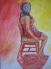 2012 painting, Study - Masked Girl oil on paper 22x30in