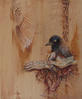 2014 painting, Surreal Series - Arduous Devotion - oil on wooden panel - 12x10in -SOLD